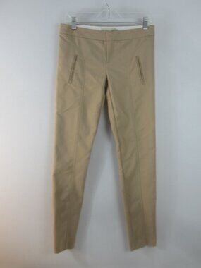 GEF France Women 6 Khaki Beige Slim Fit Slacks Pants Cotton Nylon Elastane XS